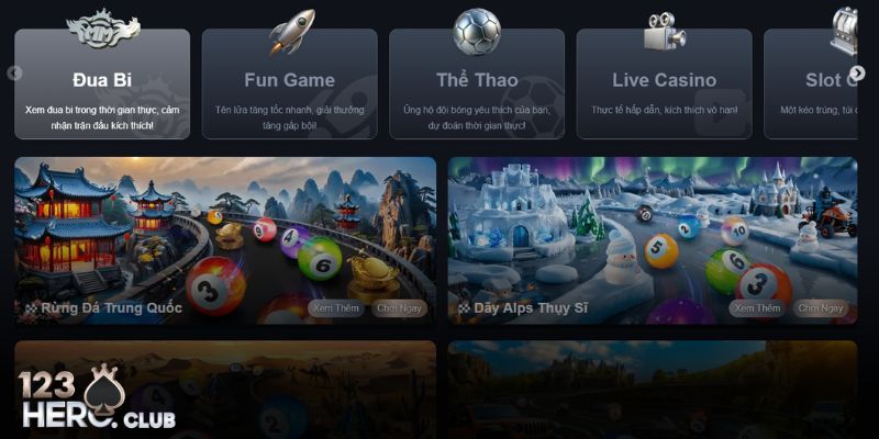 Trò chơi đua bi tại 123hero độc đáo, mới mẻ